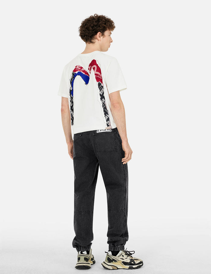 Seagull and Kamon Embroidery Straight Fit Woven Joggers