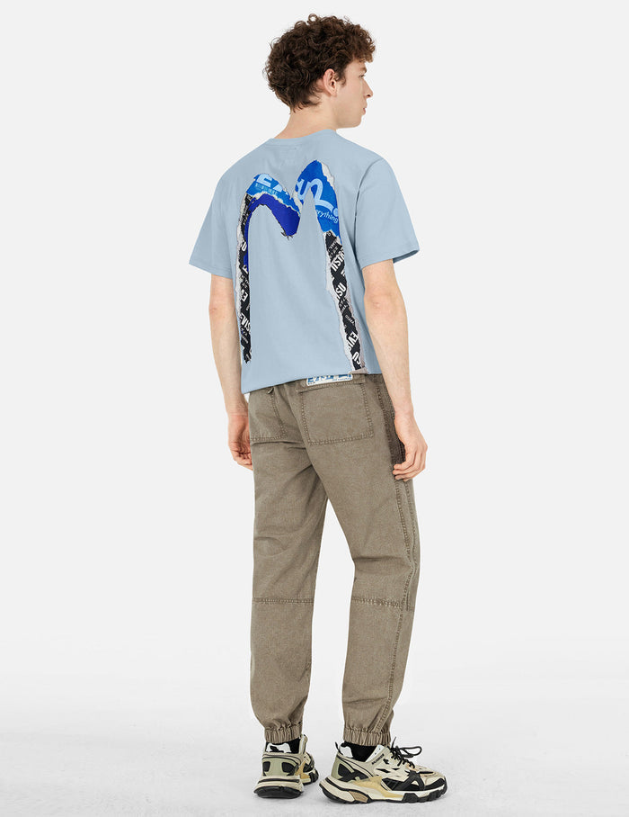Seagull and Kamon Embroidery Straight Fit Woven Joggers