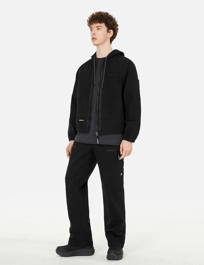 Seagull and Logo Embroidery Loose Fit Cargo Pants