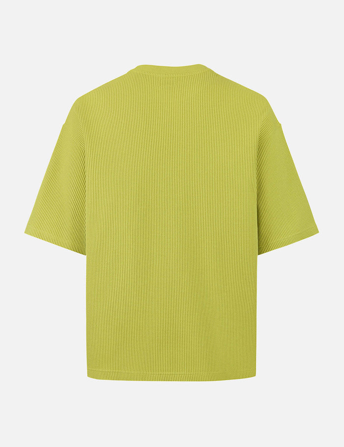 Seagull and Logo Embroidery Oversized Short-Sleeve Waffle Sweatshirt