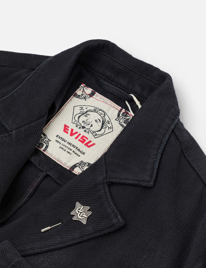 Seagull and Logo Embroidery Relax Fit Denim Blazer