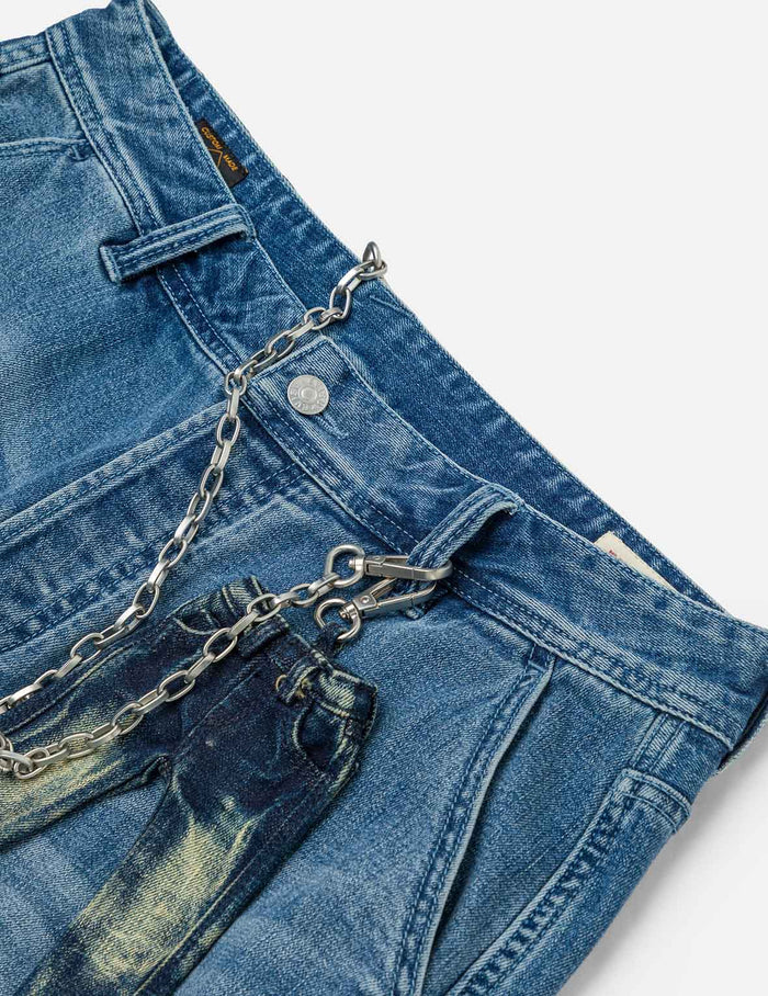 Seagull and Logo Print Loose Fit Denim Joggers