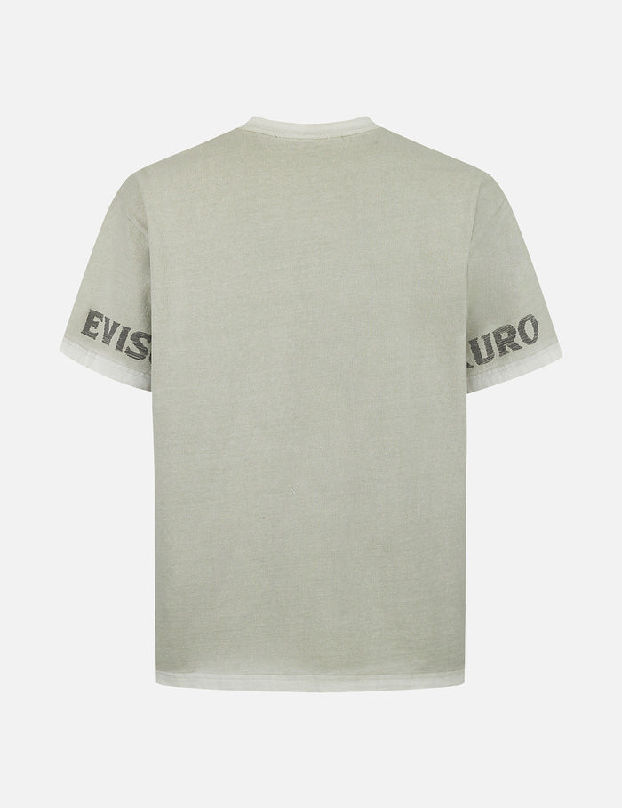 Seagull and Logo Print Washed Relax Fit T-Shirt