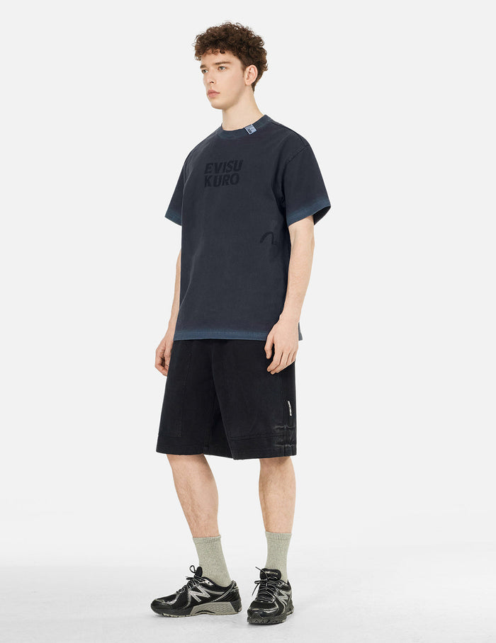 Seagull and Logo Print Washed Relax Fit T-Shirt