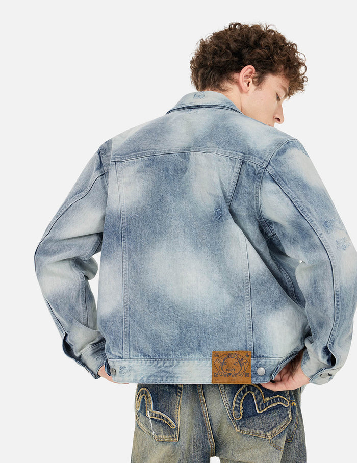 Seagull Appliqué Embroidery Relax Fit Denim Jacket