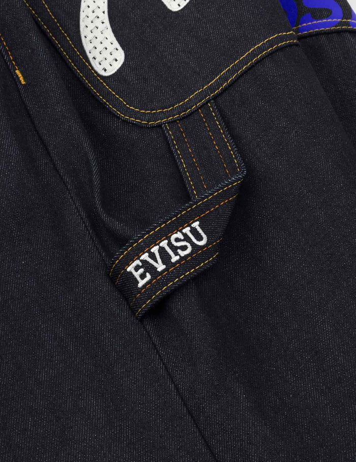 Seagull Embroidery and Slogan Print Regular Fit Denim Shorts