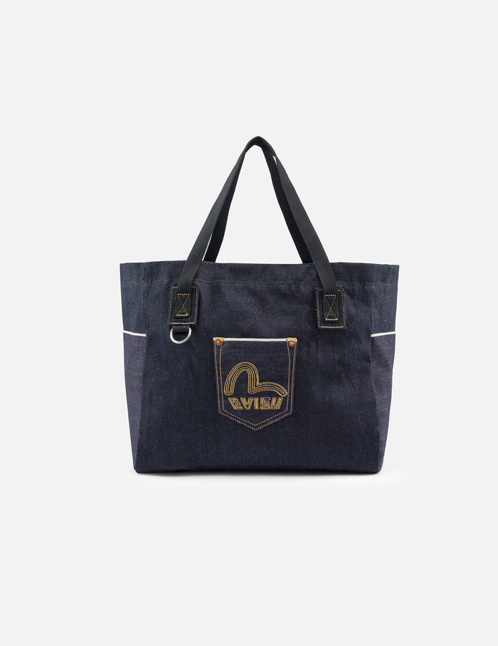 Seagull Embroidery Denim Tote Bag