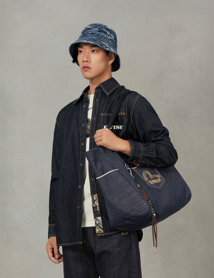 Seagull Embroidery Denim Tote Bag