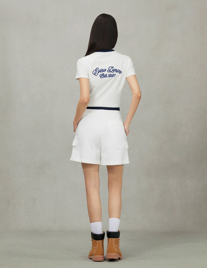 Seagull Embroidery Loose Fit Sweatshorts