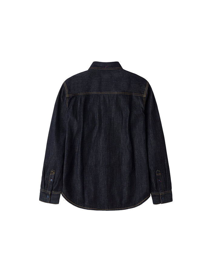 Seagull Embroidery Regular Fit Denim Long-sleeve Shirt