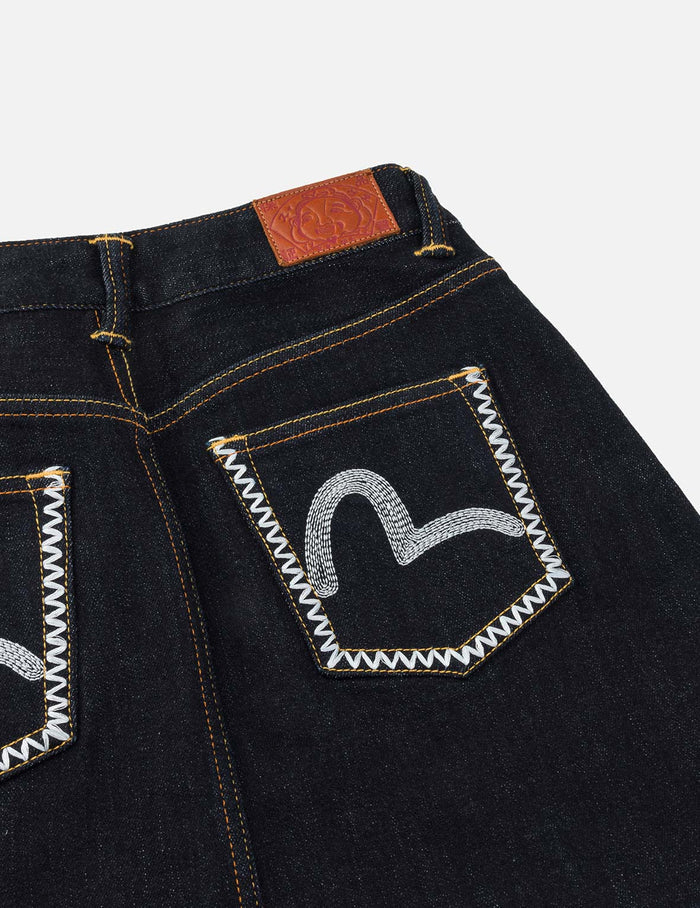 Seagull Embroidery Regular Fit Denim Skirt