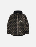 Seagull Embroidery Relax Fit Hooded Checked Shirt Jacket