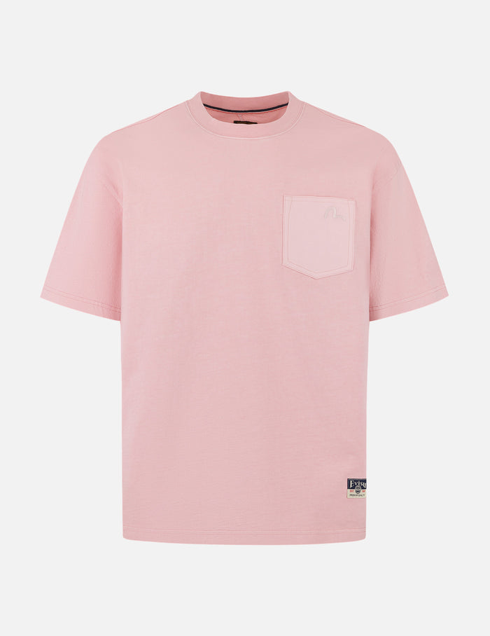 Seagull Embroidery Stitching Pocket Relax Fit T-Shirt