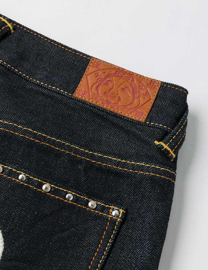 Seagull Embroidery with Metal Studs Relax Fit Jeans