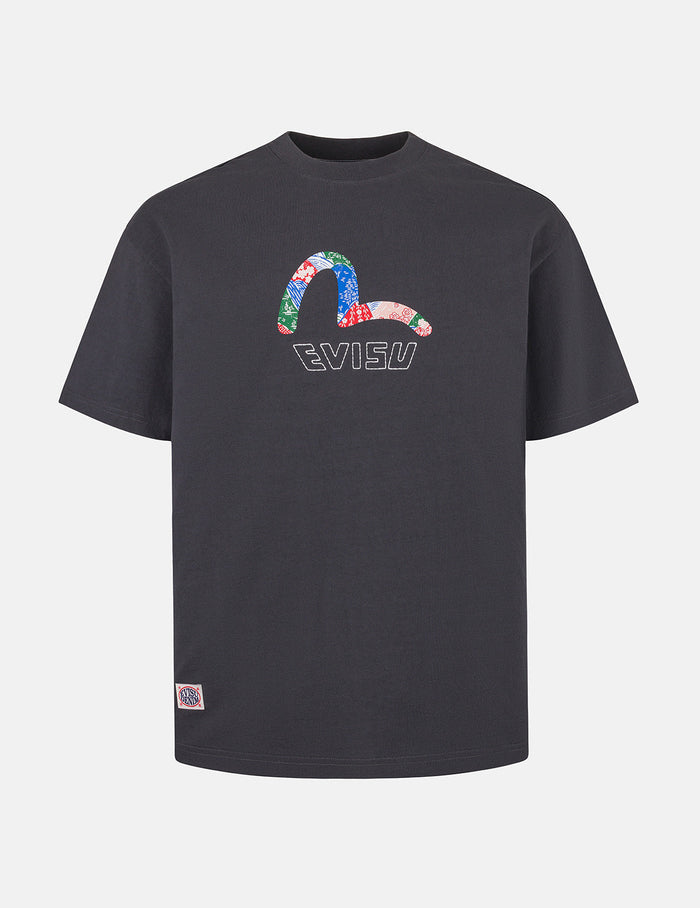 Seagull Print and Japanese Patch Logo Relax Fit T-shirt