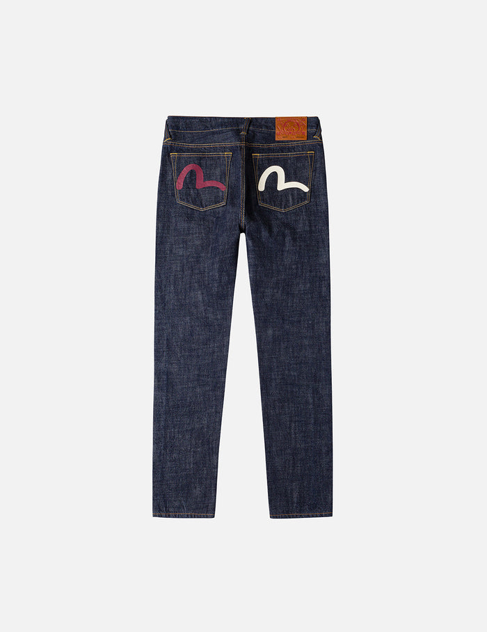 Seagull Print and Pockets Taper Fit Jeans #2017