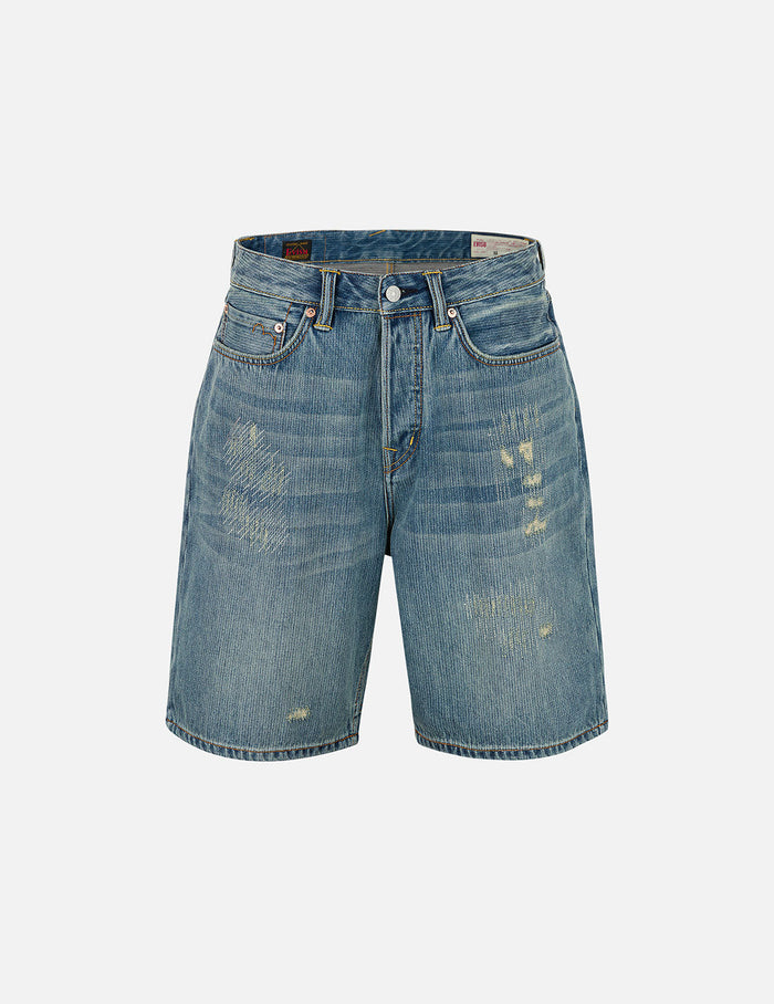 Seagull Print Regular Fit Denim Shorts