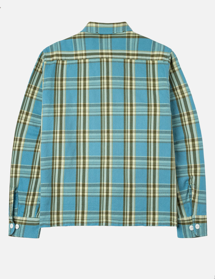 Seagull Print Relax Fit Plaid Flannel Shirt