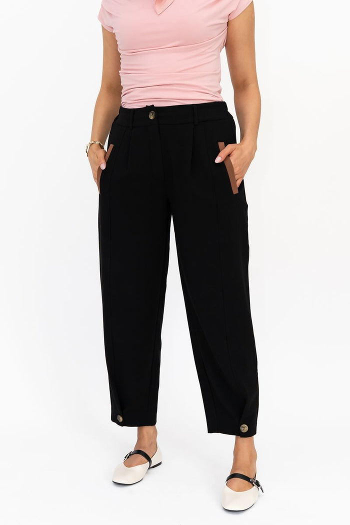Selene Barrel Leg Trousers (Black)