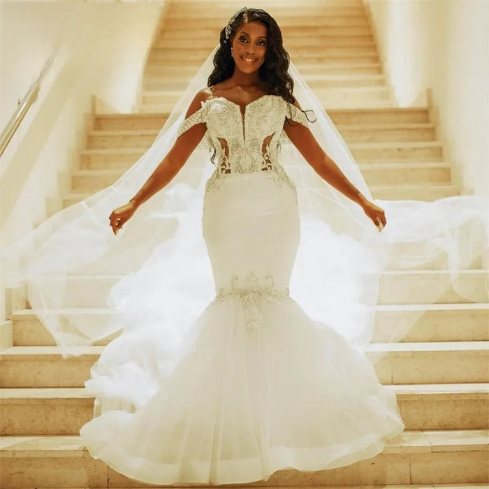 Sexy Off Shoulder Mermaid Wedding Dress - Envious Designs