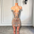 Sheer Sparkly Diamond Rhinestones Birthday Dress