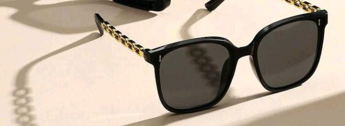 SHEIN Black Square Sunglasses with Chain Temples – Fast Delivery in 5 Days