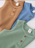 SHEIN Boys 3-Piece Waffle Knit Sleeveless Tops Set