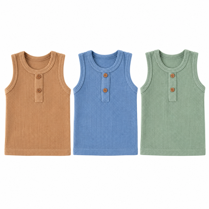 SHEIN Boys 3-Piece Waffle Knit Sleeveless Tops Set