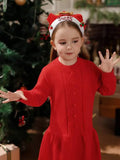 Shein Fast Delivery Kids Red Knitted Dress â€“ Winter Girls Dress | Delicado