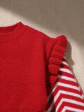 Shein Fast Delivery Kids Red Zigzag Knitted Dress â€“ Winter Girls Dress | Delicado