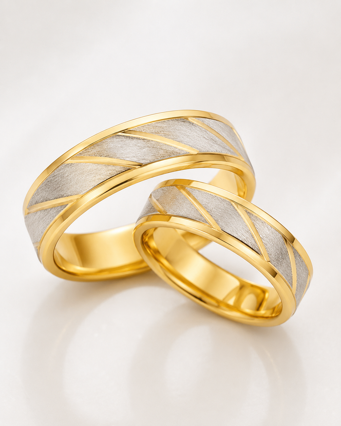 SHEIN Two-Tone Matching Couple Ring Set – Fast Delivery in 5 Days