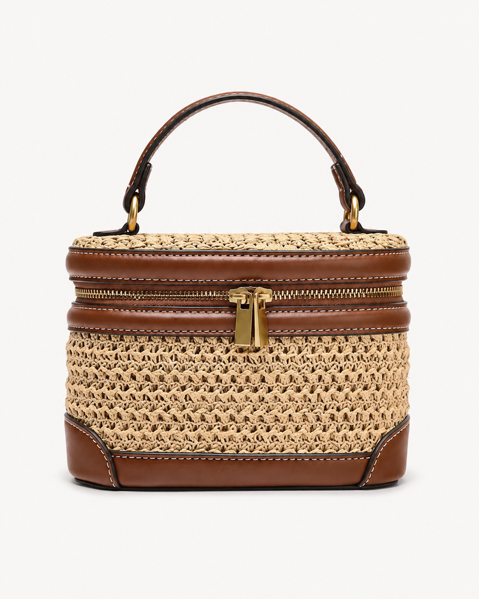 SHEIN Women Khaki Woven Mini Vanity Bag