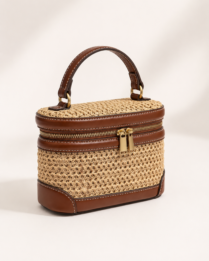 SHEIN Women Khaki Woven Mini Vanity Bag