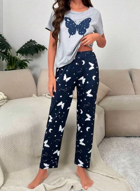 SHEIN Women’s Butterfly Print Pajama Set