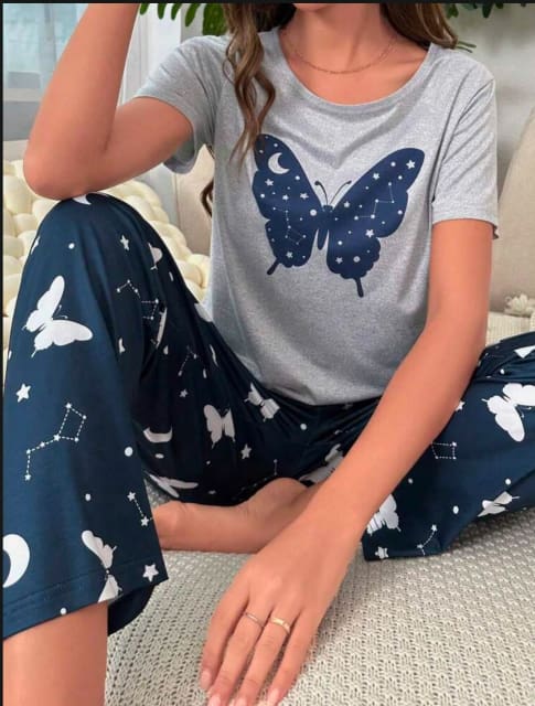 SHEIN Women’s Butterfly Print Pajama Set