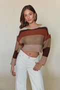 neutral breon color block cropped knit sweater | trendy tops for fall