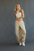tan parachute pants - lightweight baggy pants