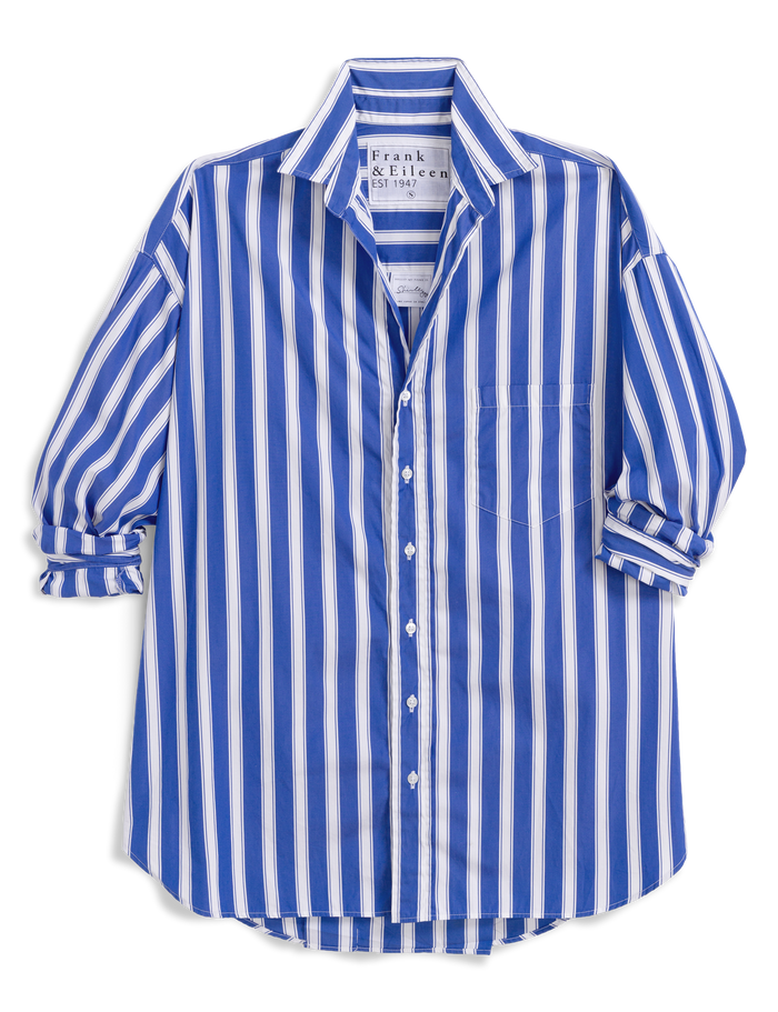 Blue and white striped shirt on a transparent background