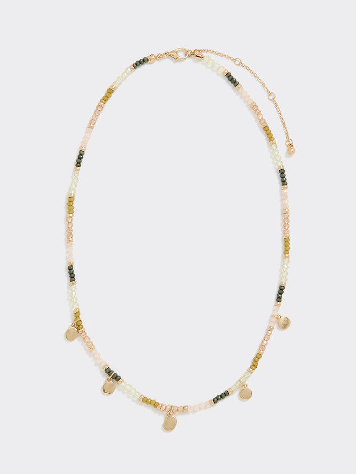 Short Beaded Necklace with Coin Pendants