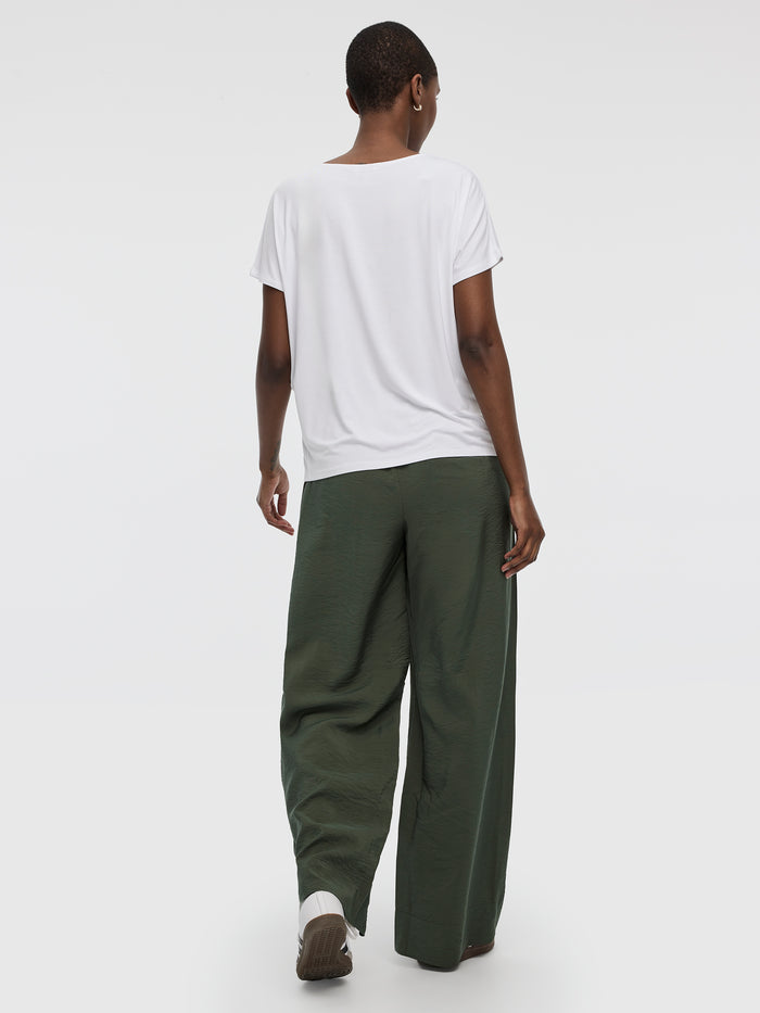 Short-Dolman-Sleeve Boat-Neck T-Shirt