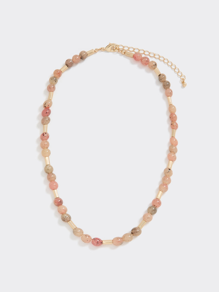 Short Necklace with Resin and Metal Beads