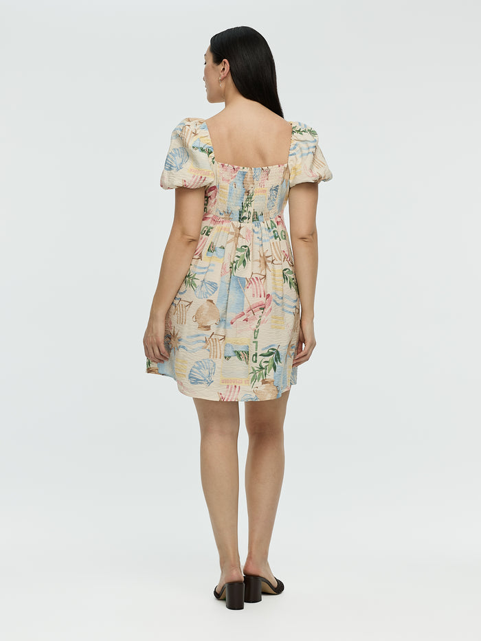 Short-Puffy-Sleeve Mini Dress with Sweetheart Neckline
