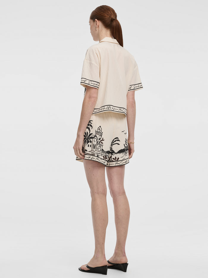 Short-Sleeve Blouse with Pyjama Collar