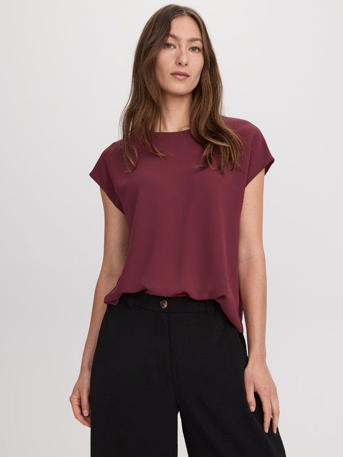 Short-Sleeve Crew-Neck Blouse