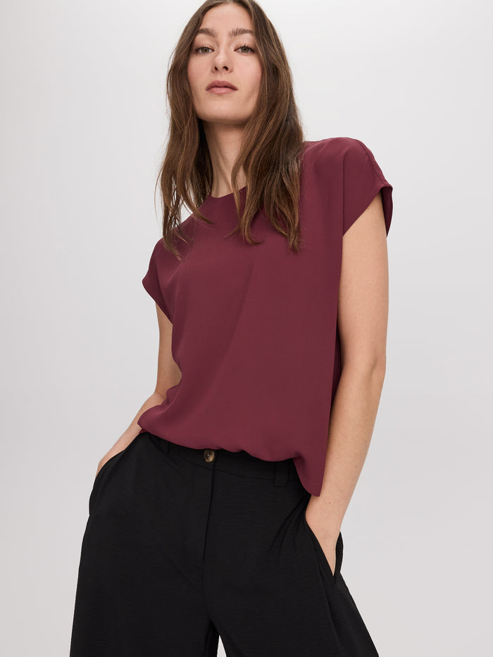 Short-Sleeve Crew-Neck Blouse