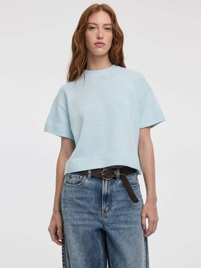 Short-Sleeve Crew-Neck Loose Sweater