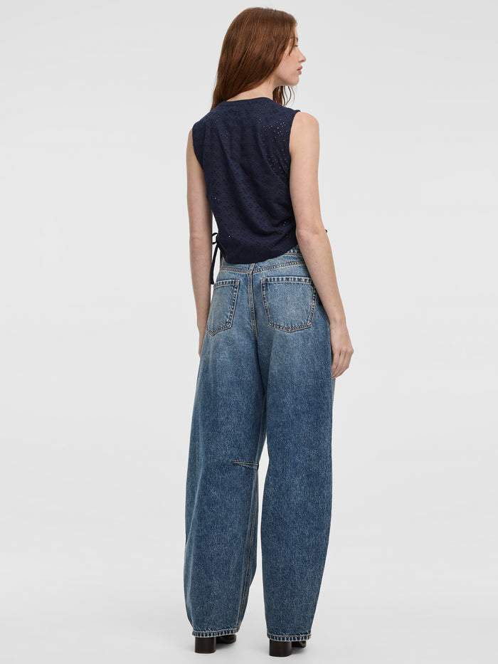 Short-Sleeve Crew-Neck Tee with Shirred Sides
