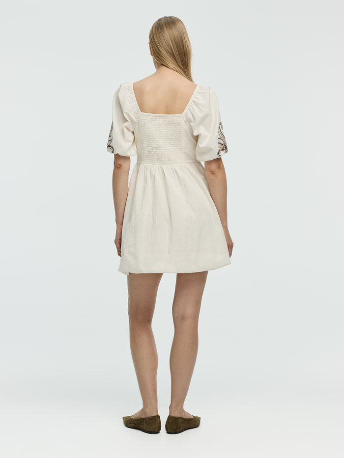 Short-Sleeve Fit-and-Flare Mini Dress with Square Neckline
