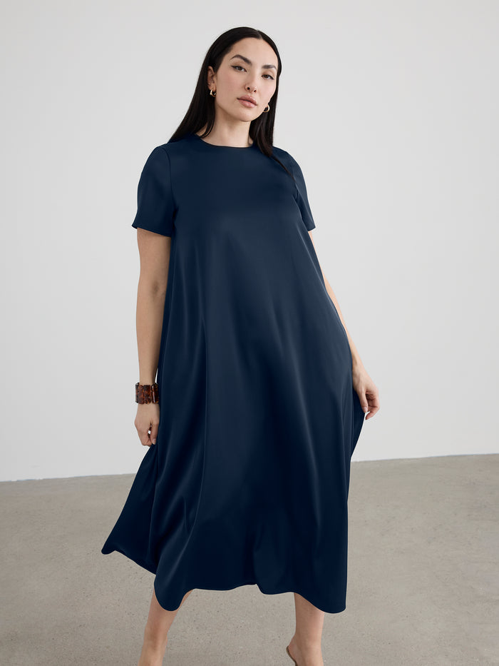 Short-Sleeve Swing Maxi Dress