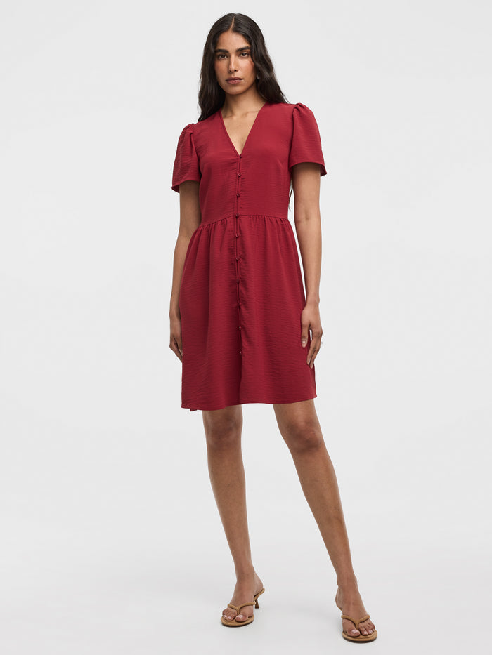 Short-Sleeve V-Neck Dress